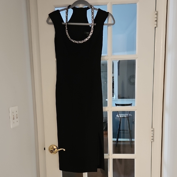 Aqua Black Sheath Midi Dress for Cocktail Nights - Picture 1 of 1